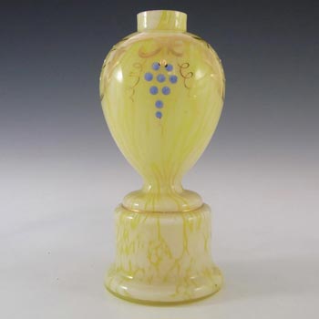 Welz Bohemian Lemon Yellow & White Spatter Glass Berry Vase