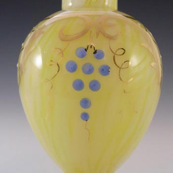 Welz Bohemian Lemon Yellow & White Spatter Glass Berry Vase