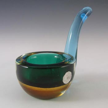 Unusual Murano Green, Amber & Blue Glass Bowl