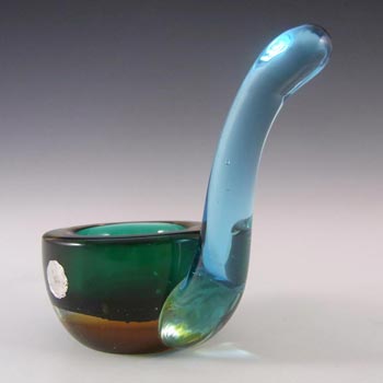 Unusual Murano Green, Amber & Blue Glass Bowl