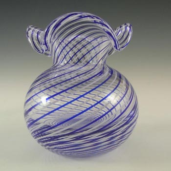 Venetian Murano Blue & White Filigree Glass Vase