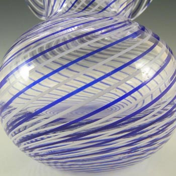 Venetian Murano Blue & White Filigree Glass Vase