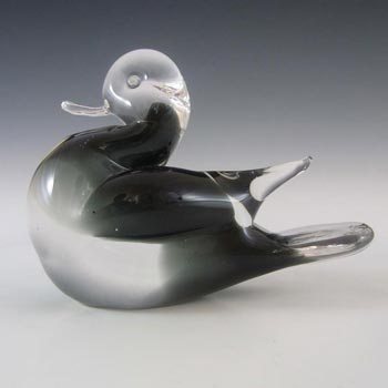 V. Nason & Co Murano Smoky Glass Duck Sculpture - Label