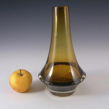 Riihimaki #1379 Riihimaen Lasi Oy Amber Glass Vase - Marked