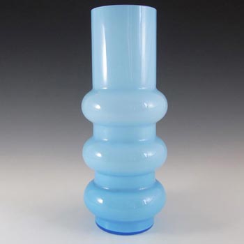 Ryd Glasbruk Swedish / Scandinavian Blue Glass Hooped 11.5" Vase