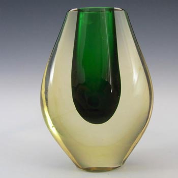 Murano/Venetian Green & Yellow Sommerso Glass Vase