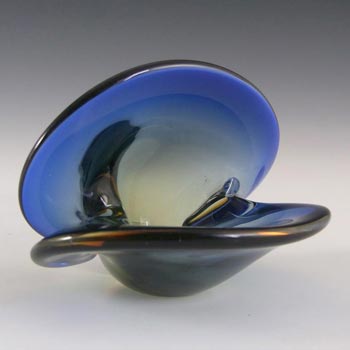 Seguso Dalla Venezia Murano Blue Glass Clam Bowl/Vase