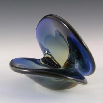 Seguso Dalla Venezia Murano Blue Glass Clam Bowl/Vase
