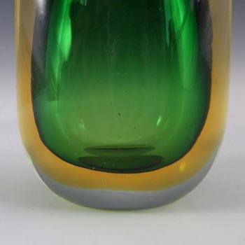 Murano/Venetian Green & Amber Sommerso Glass Vase #3