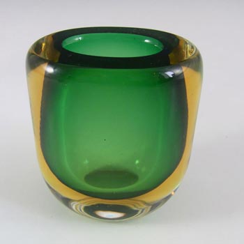 Murano/Venetian Green & Amber Sommerso Glass Vase #3