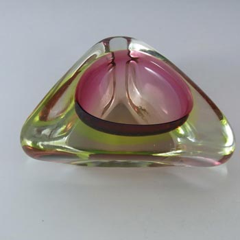 Arte Nuova Murano Pink & Uranium Green Sommerso Glass Bowl