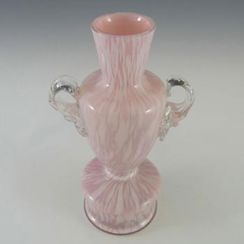 Welz Bohemian Pink & White Spatter Glass Trophy Vase