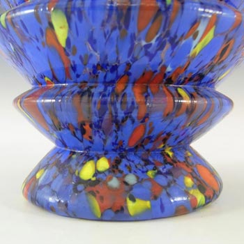 Ernst Steinwald / Franz Tomschick Czech Art Deco Blue Spatter Glass Posy Vase