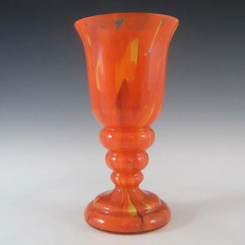 Czech 1930's Orange & Yellow Spatter/Splatter Glass Vase