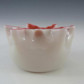 Welz Victorian Uranium Custard Glass Pink & Ivory Cased Bowl
