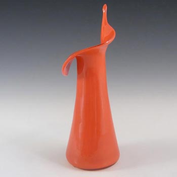 Czech Orange Glass Jack-in-the-Pulpit Vase - Marked