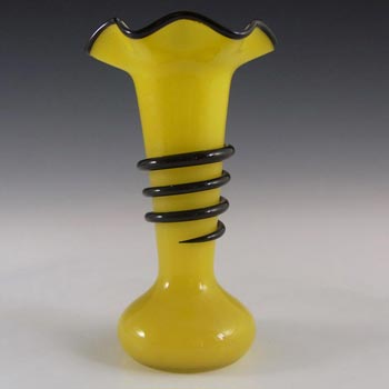 Czech/Bohemian 1930's Yellow & Black Tango Glass Vase #4