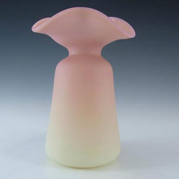 Victorian Burmese Satin Pink & Yellow Uranium Glass Vase