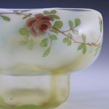 Victorian Vaseline/Uranium Enamelled Green Glass Bowl