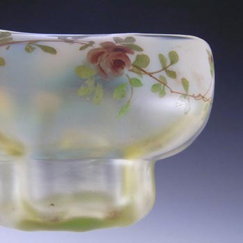 Victorian Vaseline/Uranium Enamelled Green Glass Bowl