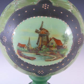 Victorian Hand Painted/Enamelled Opaque Glass Vase