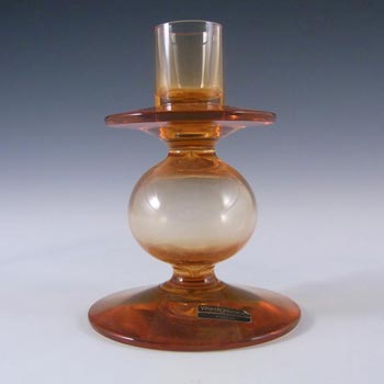 Wedgwood Topaz / Amber Glass Bulbous Candlestick RSW152