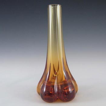 Whitefriars #9728 Baxter Amber Glass Elephant Foot Vase