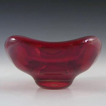 Whitefriars #9517 Ruby Red Glass Four Sided Bowl