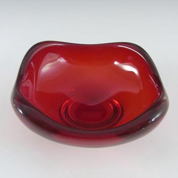 Whitefriars #9517 Baxter Ruby Red Glass Four Sided Bowl
