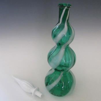Cristalleria Artistica Toscana / Alrose Empoli Green & White Glass Bottle