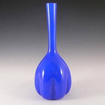 Elme 1970s Scandinavian Blue Cased Glass \'Melon-Form\' Vase #2