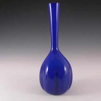 Elme 1970s Scandinavian Blue Cased Glass \'Melon-Form\' Vase #1