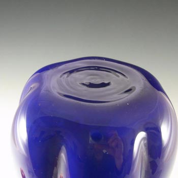 Elme 1970s Scandinavian Blue Cased Glass 'Melon-Form' Vase #1