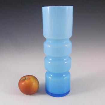 Scandinavian / Swedish 1960s Blue Hooped Cased Glass Vase