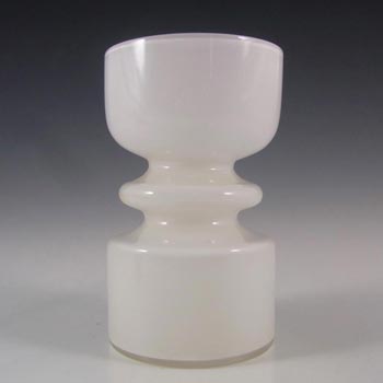 Lindshammar 1970's Swedish White Hooped Glass Vase