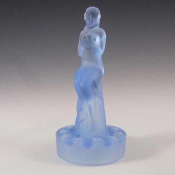 Sowerby Art Deco Frosted Blue Glass Nude Lady Figurine