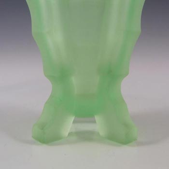 Bagley #3007 Art Deco 4.25" Uranium Green Glass 'Bamboo' Vase