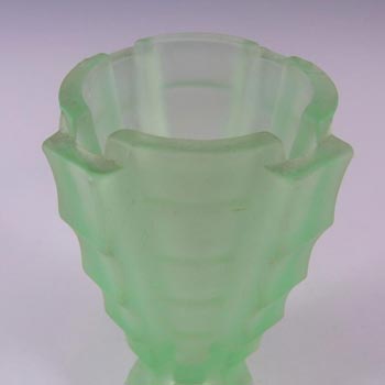 Bagley #3007 Art Deco 4.25" Uranium Green Glass 'Bamboo' Vase