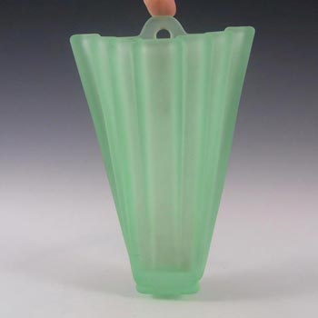Bagley #334 Art Deco Uranium Green Glass 'Grantham' Wall Vase