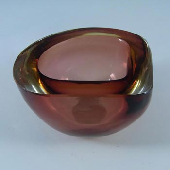 Murano Geode Brown & Amber Sommerso Glass Bowl