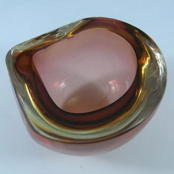 Murano Geode Brown & Amber Sommerso Glass Bowl