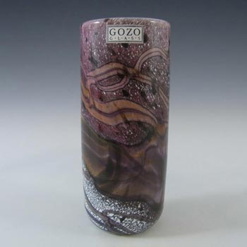 SIGNED Gozo Maltese Purple Glass 'Seashell' Cylinder Vase, Labelled