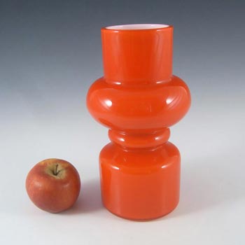 Lindshammar / Alsterbro Red Cased Glass Hooped Vase by Gunnar Ander