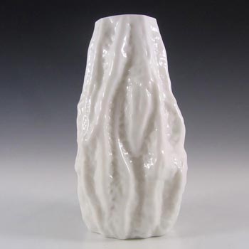 Ingrid/Ingridglas 1970\'s White Glass Bark Textured Vase #2
