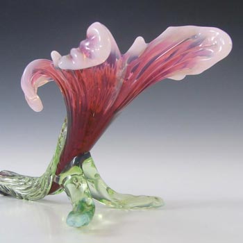 Kralik Art Nouveau Uranium Opalescent Floriform Glass Vase