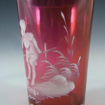 Mary Gregory Bohemian Hand Enamelled Pink Glass Tumbler #3
