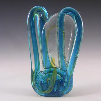 Mdina Maltese Blue & Yellow Speckled Glass Knot Sculpture