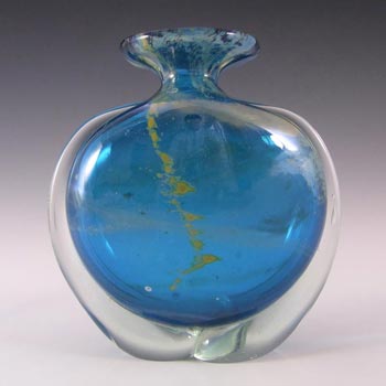 (image for) Mdina 'Blue Summer' Maltese Glass 'Side Stripe' Vase - Signed