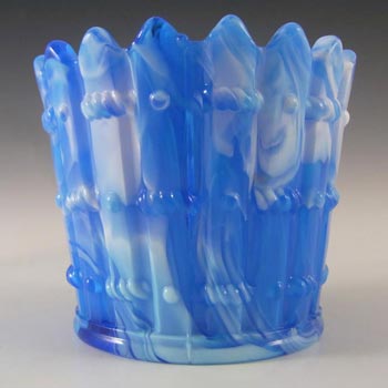Victorian 1890\'s Blue Malachite/Slag Glass Bowl/Spill Vase
