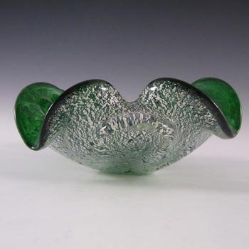 Murano Venetian Green Glass & Silver Leaf Bowl/Ashtray